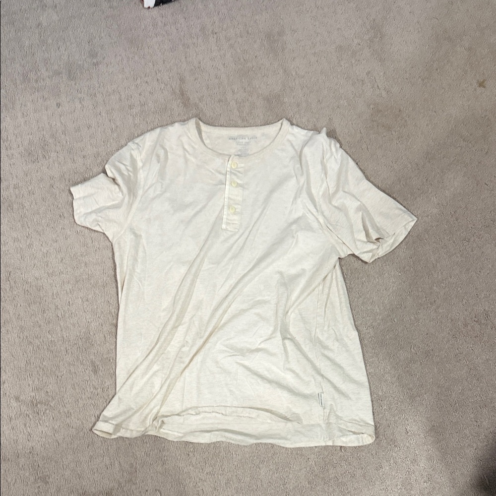 American Eagle Outfitters Off-White Henley Shirt